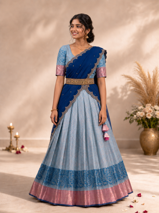 Royal Blue Traditional Half Saree with Timeless Elegance