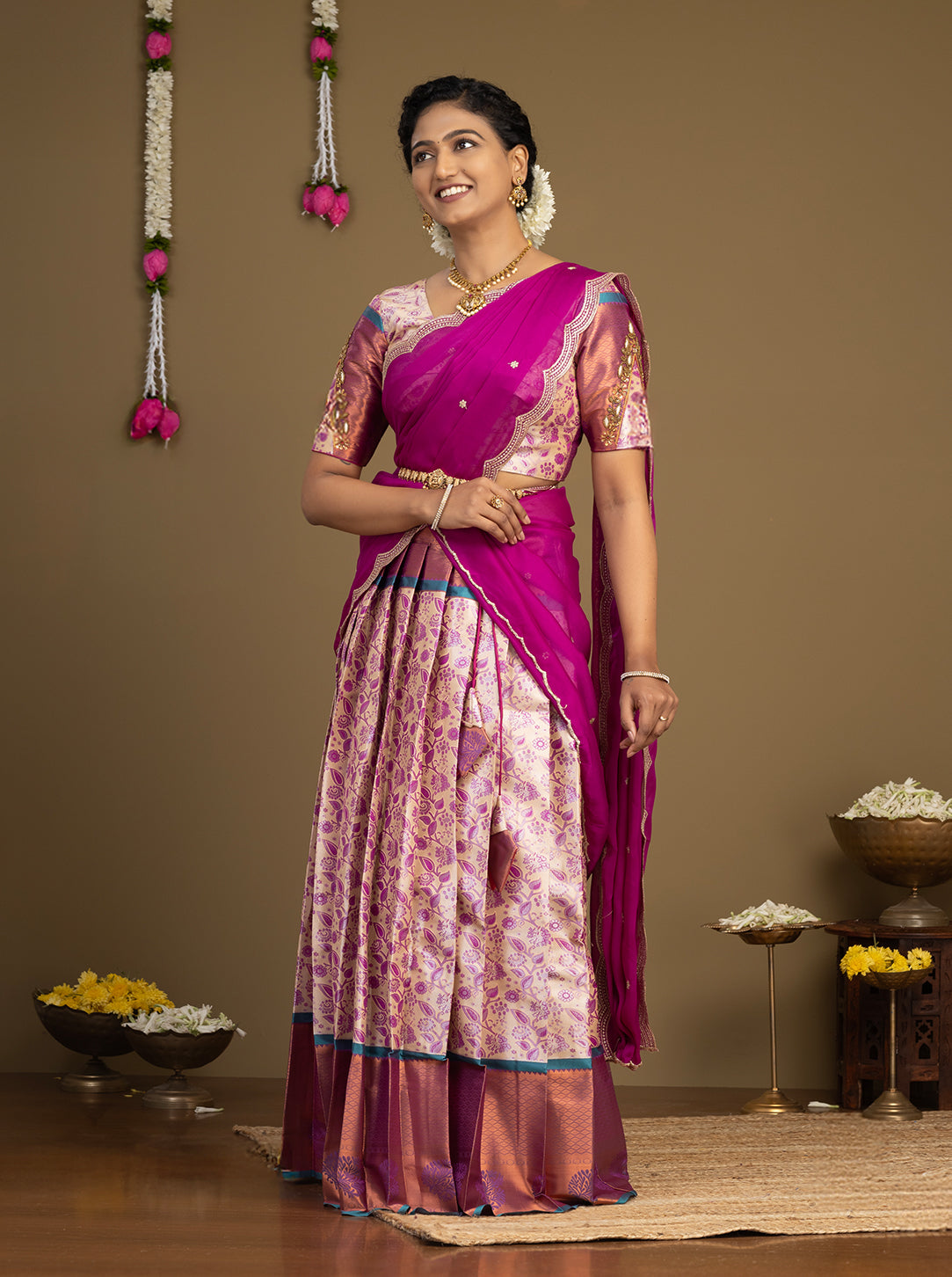 Floral Printed Lehenga and Designer Blouse Detail