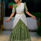 Olive Green & White Traditional Half Saree with Cultural Elegance