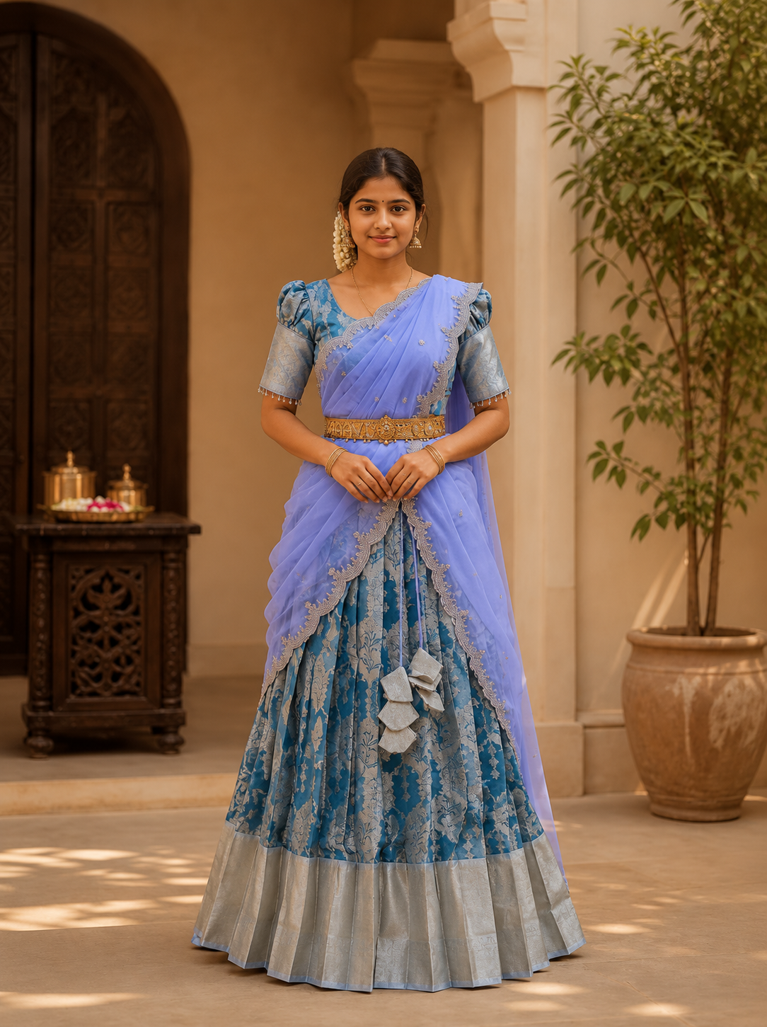 Stylish Pastel Half Saree for Engagement & Party Wear