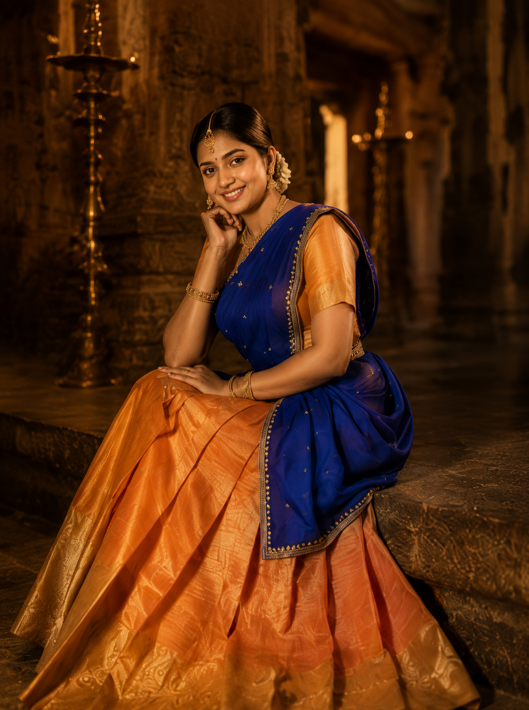 Traditional Festive Celebration Wear Half Saree
