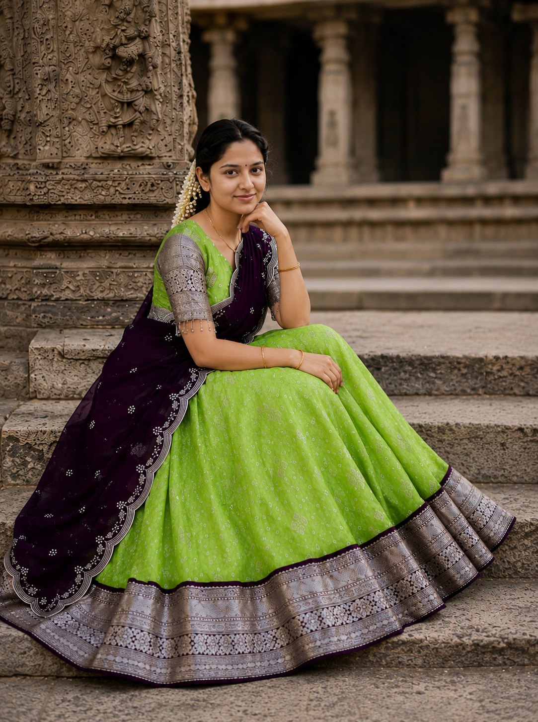 Designer Semi Silk Half Saree with Traditional Look