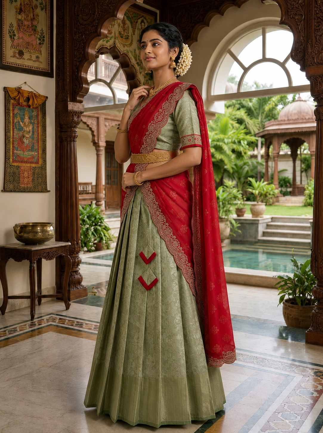 Traditional Embroidered Half Saree for Women