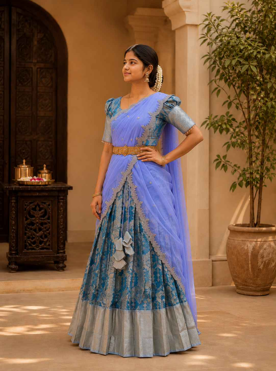 Stylish Pastel Half Saree for Engagement & Party Wear