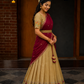 Elegant Beige & Orange Traditional Half Saree