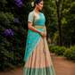 Gold & Cream Traditional Half Saree with Rich Ethnic Charm