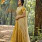 Mustard Yellow & Cream Traditional Half Saree