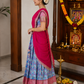 Royal Sky Blue & Pink Premium Traditional Half Saree