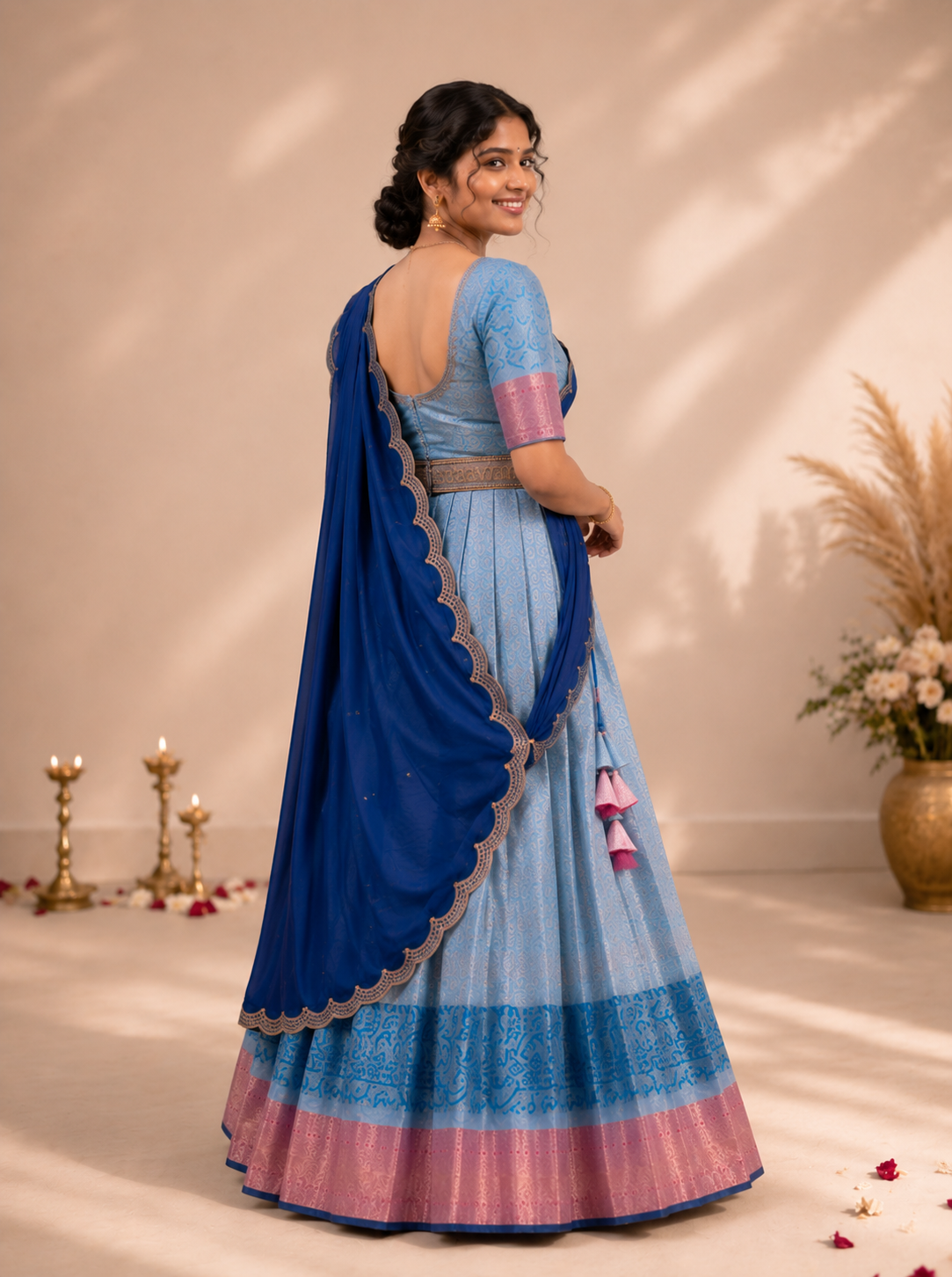 Royal Blue Traditional Half Saree with Timeless Elegance