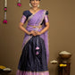 Navy blue and lavender silk half saree