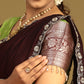 Designer green silk half saree with zari border
