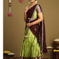 South Indian green half saree with maroon drape