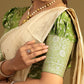 Designer Olive Green Half Saree with cream dupatta.