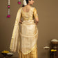Traditional cream pattu half saree with zari border