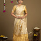 Cream and gold silk half saree for women