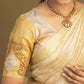 Designer cream silk half saree with golden blouse