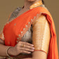 Close-up of Orange Dupatta with Zari Border