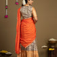 Side View of Orange Designer Half Saree for Women
