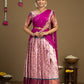 Women's Magenta Pink Rangoli Fabric Half Saree with Floral Printed Lehenga