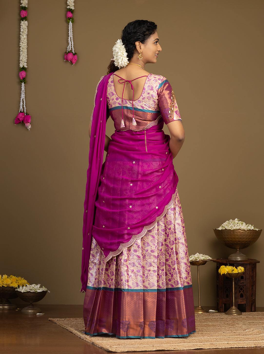 Magenta Pink Half Saree for Wedding and Festival Wear