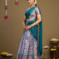 Teal Blue Dupatta with Designer Border