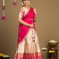 South Indian cream half saree with pink dupatta
