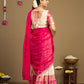 Designer pink pattu half saree with zari border