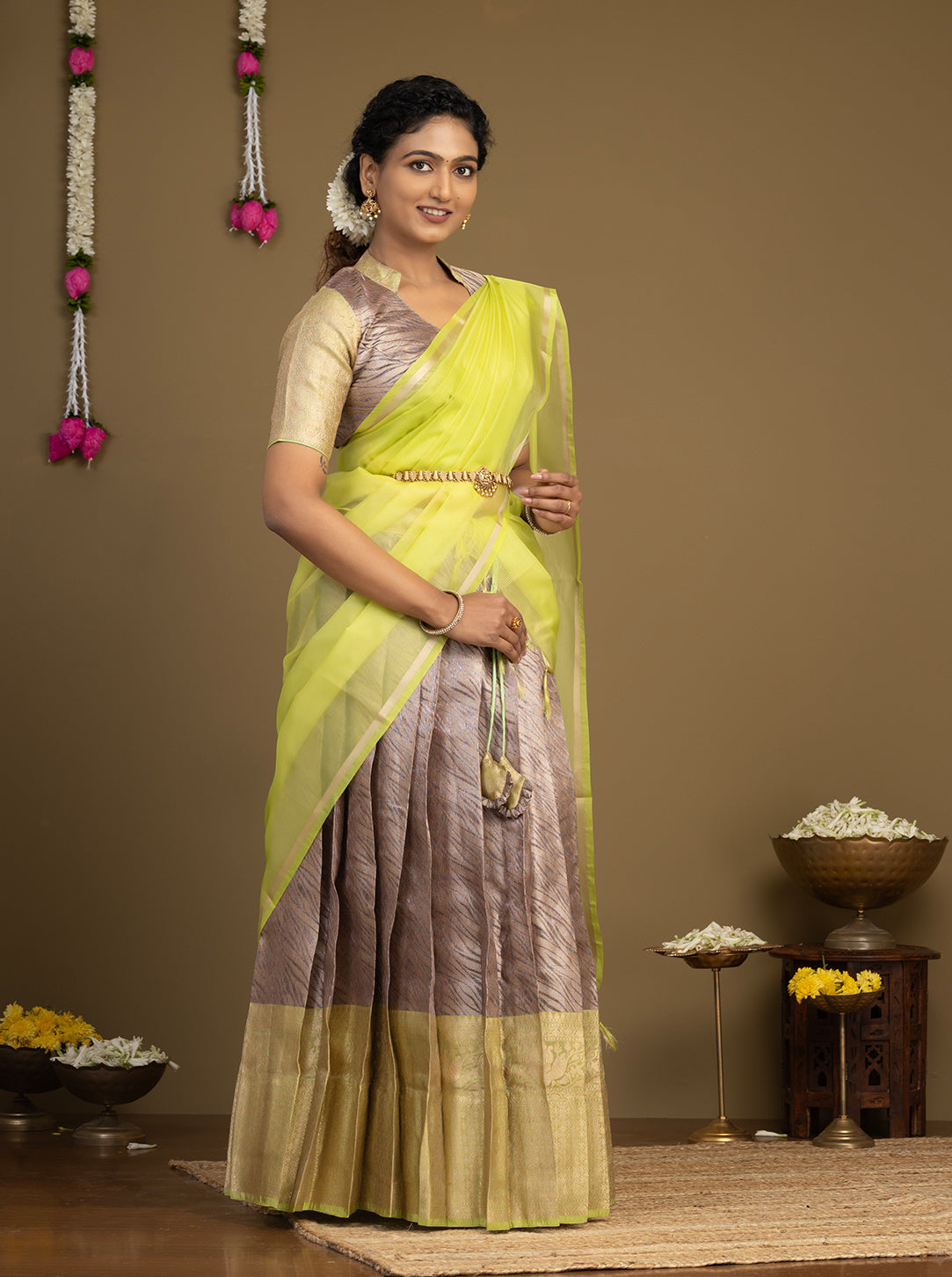Grey Lehenga and Designer Blouse Detail