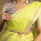 Close-up of Lime Green Dupatta with Zari Border