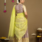 Lime Green & Grey Wedding and Festival Wear Half Saree
