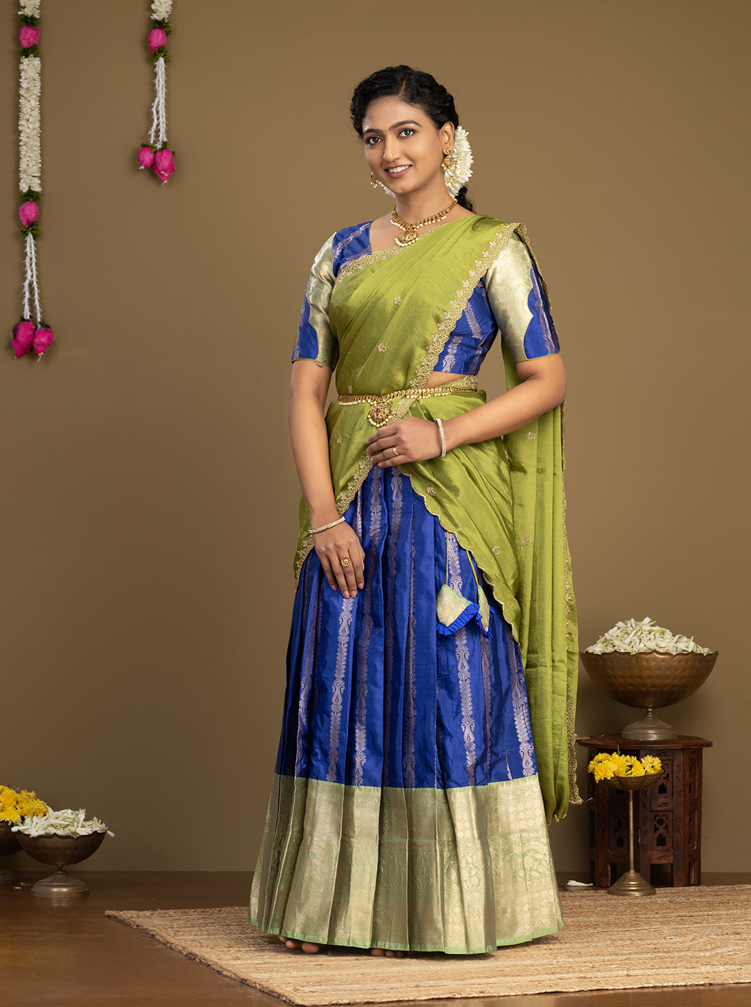 Designer Border Detail of Rangoli Fabric Half Saree